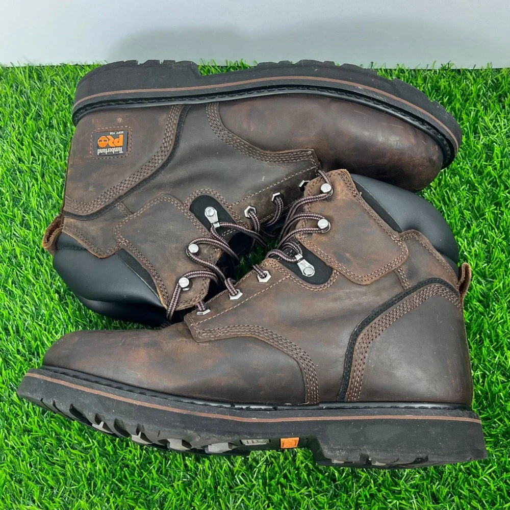 Timberland‎ PRO Mens Brown Leather Steel Toe Work Boots Size 12